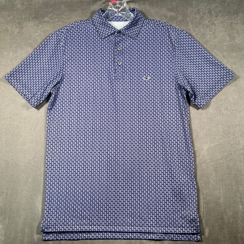Vineyard Vines Mens XS On-The-Go Sankaty Polo Shirt Navy Rope Knot